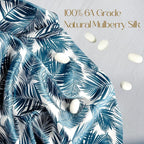 ZIMASILK 100% Pure Mulberry Silk Pillowcase for Hair and Skin Health,Both Sides 19 Momme Silk Floral Print,1pc (King 20''x36'',Blue Leaves)