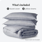 Bare Home Bedding Duvet Cover Queen Size - Premium 1800 Super Soft Collection - Lightweight Duvet Cover - Soft Textured Bedding (Queen, Heathered Midnight Blue)