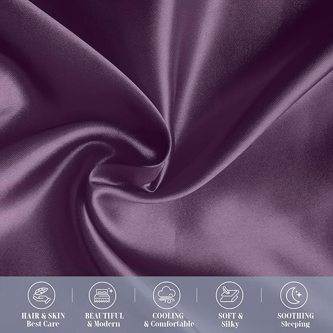 Elegant Comfort 4-Pack King Satin Pillowcase Set, Purple, 20" x 40"