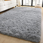 YJ.GWL Area Rugs for Bedroom, 2x3 Door Mat Washable Small Grey Bedside Rug,Fluffy Shaggy Entryway Rugs for Living Room, Shag Indoor Floor Carpet for Kids Boy and Girls, Home Decor Aesthetic
