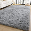 YJ.GWL Area Rugs for Living Room Bedroom, 3x5 Machine Washable Small Grey Bedside Rug, Soft Fluffy Shaggy Thick Shag Indoor Floor Carpet for Kids Boy and Girls Room Preppy Dorm Home Decor Aesthetic