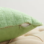 Striped Throw Blanket and Pillow Covers Set (No Inserts) for Couch and Bed, Plush Warm Lightweight Fuzzy Faux Fur Blanket for All Seasons (50" x 60", Light Green)
