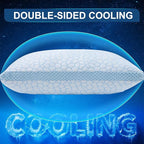 QUTOOL Enhanced Cooling Pillows for Sleeping, CertiPUR-US Shredded Memory Foam Pillows King Size Set of 1 for Hot Sleeper, Adjustable Bed Pillow for Side, Back, Stomach Sleepers Support Yet Soft, Blue