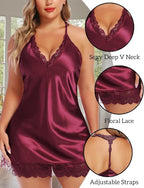Avidlove Women Lingerie Plus Size Satin Lace Chemise Nightgown Sexy Full Slips Sleepwear L-4XL