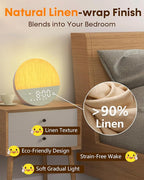 Sunrise Alarm Clock with Sound Machine: Gentle Gradual Wake Up Light for Heavy Sleepers Relieve Anxiety Dimmable Clock with Bluetooth Memory for Bedroom - White Noise Machine with 30 Sleep Sounds