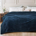 Exclusivo Mezcla Fleece Bed Blankets Queen Size, Ultra Soft, Lightweight and Fuzzy Navy Blue Blanket for Women, Home Decor, 90x90 Inches