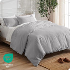 Bare Home Bedding Duvet Cover Oversized King Size - Premium 1800 Super Soft Collection - Lightweight, Duvet Cover - Soft Textured Bedding (Oversized King, Light Grey)