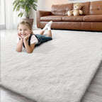 Shag White Rug, Rugs for Bedroom Living Room, 4x6 Ultra Soft Fluffy Area Rugs for Bedside, Kids Girls Room, Nursery, Playroom, Easy Clean, Indoor Carpet for Living Room, Modern Carpet Décor