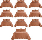 IR Imperial Rooms Queen Quilt Bedding Set (90" x 96") - Bulk Pack of 10 Wholesale for Hotels, Guest Bedroom & Airbnbs - Lightweight Microfiber Reversible Embossed Quilts Bedspreads (Rust)