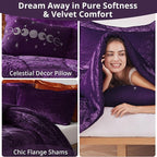 Intelligent Design Twin Comforter Set, Velvet Comforter Set , Luxury Diamond Quilting Comforter Set, Fluffy Comforter Bed Set with Decorative Pillowand 1 Sham, 3 Piece Purple, Twin/Twin XL