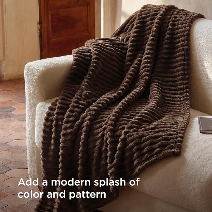 Bedsure GentleSoft Dark Chocolate Fleece Blanket for Couch - Cozy Soft Blankets for Women, Cute Small Throws for Girls, 50x70 Inches