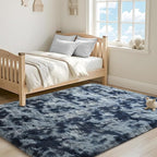 ISEAU 4x6 Area Rug for Living Room, Dark Blue Abstract Rugs for Bedroom, Dorm, College, Apartment, Soft Shaggy Carpets, Machine Washable Mats, Under Bed, On Nursery Floors Mat, Boys, Girls Room Carpet