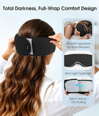 MUSICOZY Bluetooth Sleep Headphones, Wireless Sleep Mask with Bluetooth 5.4, Ultra-Thin Stereo Speakers, 14H Playtime, Comfortable Eye Mask for Side Sleepers, Travel & Relaxation Gifts for Men Women