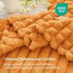 BEDELITE Updated Burnt Orange Throw Blanket for Couch and Bed- Super Soft and Warm 3D Checkered Fluffy Fuzzy Fleece Blanket, Luxurious Plush Cozy Blanket for Room Decor Spring, 50x60 inches