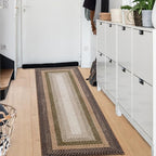 RUGSREAL Hallway Runner Rug 2x6 Braided Area Rug Machine Washable Kitchen Rug Farmhouse Runner Carpet Non Slip Stain Resistant Rustic Runner Modern Printed Carpet for Living Room Bedroom, Moss/Brown
