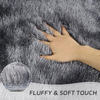 duduta Grey Round Rug for Kids Nursery Playroom, 4x4 ft Tie Dye Gray Fluffy Shag Rugs for Bedroom Classroom Dorm Decor, Washable Non Slip