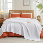 PHF Ultra Soft Waffle Weave Blanket Twin Size 66"x 90"- Washed Lightweight Breathable Cozy Woven Blanket for Bed - Aesthetic Decor for Couch Bedding Sofa Home Car - White