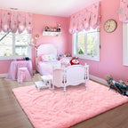 Noahas Fluffy 6x9 Area Rugs for Living Room,Shaggy Pink Rugs for Bedroom Girls,Thick Shag Throw Floor Carpet,Soft Non-Slip Dorm Nursery Kids Rug Home Decor Aesthetic