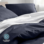Bare Home Bedding Duvet Cover Set Queen Size - Premium 1800 Super Soft Collection - Lightweight, Duvet Cover - Soft Textured Bedding (Queen, Modern Plaid - Midnight Blue/White)