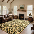 HOMORE Leopard Fluffy Rugs 6x9, Leopard Print Rug for Living Room Bedroom,Soft Cheetah Print Rug for Kids Children Room, Faux Animal Printed Carpet for Western Decor,Black and Khaki