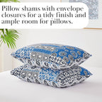 Southshore Fine Living, Inc. Global Patchwork California King Quilt Sets Oversized, 3-Piece African Inspired Print Quilt with Shams, Quilted Coverlet, Soft Microfiber, California King Bed Spread, Blue