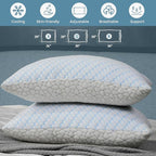 WOLKI King Size Pillows Set of 2 Shredded Memory Foam Pillows 2 Pack, Adjustable Firm Pillow for Side Sleepers, Back, Stomach, Hot Sleepers (20x36)