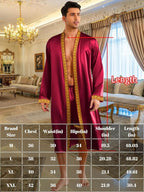 ChiaoLezhee Mens Satin Bath Robe with Shorts Set, Silk Paisley Kimono Lightweight, Soft Long Sleeve Sleepwear