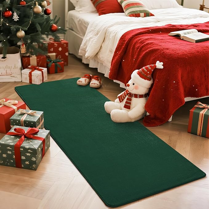 Przemy Washable Runner Rug for Bedroom Living Room, 2x6 Feet Green Memory Foam Hallway Rugs, Super Soft Modern Indoor Carpet for Bedside Kids Room Boys Girls Dorm Nursery Decor