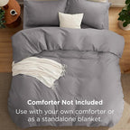 Bedsure Duvet Cover with Fitted Sheet Full - Deep Pocket, Hotel Luxury Soft Double Brushed Bedding Set with Zipper Closure, Includes 1 Duvet Cover, 1 Fitted Sheet, 2 Pillow Shams, NO Comforter, Grey