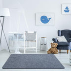 Keeko Soft Rugs for Bedroom, 3x5 Living Room Area Rug Washable Memory Foam Small Entryway Throw Rugs Low Pile Minimalist Non Slip Bedside Rug Carpet for Kids Nursery Dorm Room Decor Blue