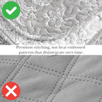Southshore Fine Living, Inc. Floral Quilt King Size, All Season Bedding Set, Soft Coverlet, 3-Piece Lightweight Bedspread Set with Two Matching Quilted Pillow Shams, California/King Quilt Sets, Grey