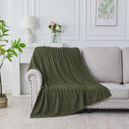 Douceur Olive Green Throw Blanket for Couch, Soft Cozy Lightweight Stripe Pattern Knitted Throw Blanket for Sofa, Living Room Gift, 50"X60"