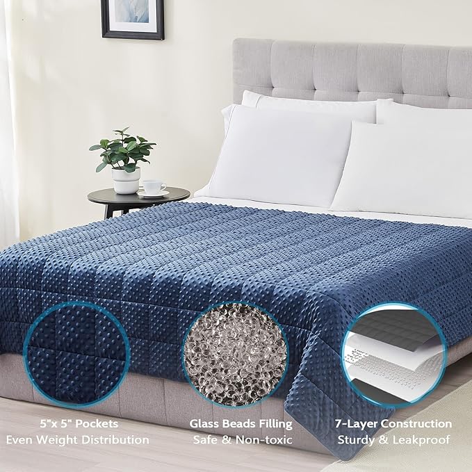 L'AGRATY Weighted Blanket - 36"x48" 3lbs Minky Dots Heavy Blanket with Glass Beads Soft Breathable for All-Season Summer Fall Winter Thick Comfort for Sleeping