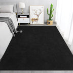 Keeko 4x6 Black Area Rugs for Bedroom, Soft Modern Living Room Rug Indoor Non Slip Low Pile Washable Rug Fluffy Fuzzy Memory Foam Carpets Throw Rugs for Kids Nursery Classroom Dorm Room Decor