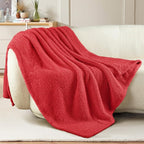 Exclusivo Mezcla Fleece Red Throw Blanket for Couch Sofa, Ultra Soft, Lightweight and Fluffy Blankets for Women, All Season, 50x60 Inches