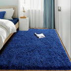 Amdrebio Navy Blue Area Rugs for Boys Bedroom, Fluffy Shag Furry Bedside Rug for Kids Room, Living Room Decor Aesthetic, Cute Throw Royal Dark Blue Carpet for Baby Nursery Office Dorm Playroom, 4x6