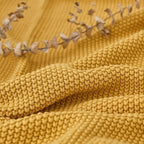 Longhui bedding Mustard Yellow Cotton Cable Knit Throw Blanket for Couch Sofa Bed, Home Decorative Lightweight Knitted Blankets with Bonus Laundering Bag, 60“ x 80”, Machine Washable