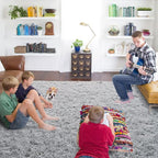 ISEAU 3x5 Area Rug for Dorm, College, Apartment, Living Room, Grey Rugs for Bedroom, Soft Shaggy Carpets, Fluffy and Washable Mats, Under Bed, On Nursery Floors Mat, Boys, Girls Room Carpet Decor