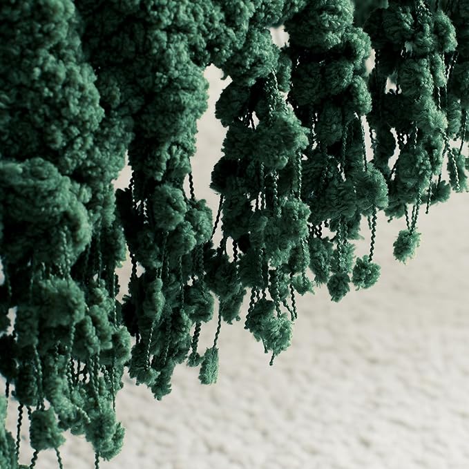 Throw Blanket for Couch, Dark Green Luxury Knitted Throws 50"x60", Textured Blankets with Handmade Fringe Tassels for Bed Sofa Decorative, Chunky Soft Farmhouse Boho Home Decor