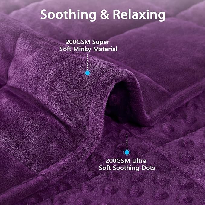 L'AGRATY Weighted Blanket for Adult - 60"x80" 22lbs Minky Dots Heavy Blanket with Glass Beads Soft Breathable for All-Season Summer Fall Winter Thick Comfort for Sleeping