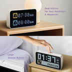 Dekala PixelRise Smart Alarm Clock for Bedroom,Pixel Art LED Dot Matrix Display, Weather Temperature Animation, Loud Dual Alarm for Heavy Sleeper, Sleep White Noise, WiFi Weather & DST Time Sync, App