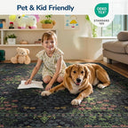 Lessymo Washable Entryway Rug 2x3, Front Door Mat Indoor Non-Slip Bathroom Small Area Rugs for Kitchen Bedroom Entry, Vintage Forest Floral Design, Black Green