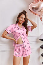 Ekouaer Womens Silk Satin Pajamas Short Sleeve PJS Shorts Set Soft Button Down Sleepwear 2 Piece Loungewear S-5XL