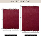 Chenille Throw Blanket for Couch 50"X 60", Soft Cozy Throws with Fringe Tassel for Bed Sofa Chair Cover, Lightweight Knitted Decorative Boho Blankets for Living Room, Red