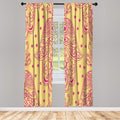 Lunarable Hamsa Window Curtains, Egyptian Boho Hand Shape Pattern Eye Design Bridal Night Inspired Art, Lightweight Decorative 2-Panel Set & Rod Pocket, Pair of - 28" x 84", Pale Orange