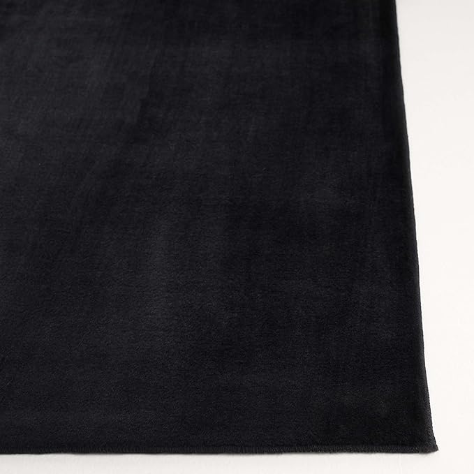 SAFAVIEH Washable Rug Faux Rabbit Fur Shag Collection - 5' x 7' Oval, Black, Slip Resistant & Easy Cleaning, Ideal for Living Room, Bedroom, Kids Playroom, Nursery, Dining Space (FRF100Z)