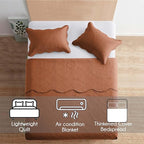 IR Imperial Rooms Twin Quilt Bedding Set Size (68” x 86”) + 1 Pillow Shams (20” x 26” + 2”) - 2 Pcs All Season Lightweight Reversible Microfiber Coverlet Floral Embossed Quilt Bedspread (Rust)
