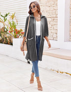 Ekouaer Women Zipper Robe Lightweight House Coat Zipper Front Short Bathrobes Soft Nightgown with Pockets S-3XL
