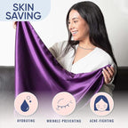 Blissy Silk Pillowcase - 100% Pure Mulberry Silk - 22 Momme 6A High-Grade Fibers - Silk Pillow Cover for Hair & Skin - Regular, Queen & King (Royal Purple, King)