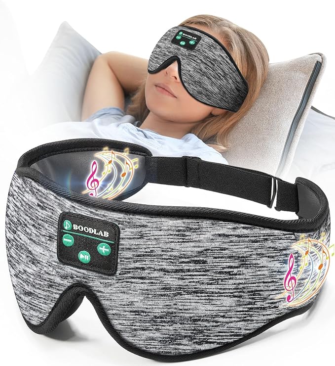 Sleep Mask with Bluetooth Headphones, Boodlab Bluetooth Eye Mask for Sleeping, Washable Sleeping Headphones, Cool Tech Gadgets Unique Gift for Valentine's Father's Mother's Day Birthday Christmas